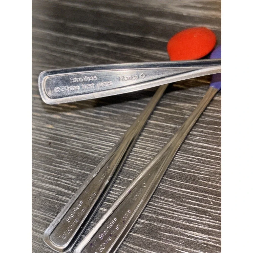 Vintage '80's The First Years Baby Spoons Stainless Soft Bite Rubber Tip Mexico